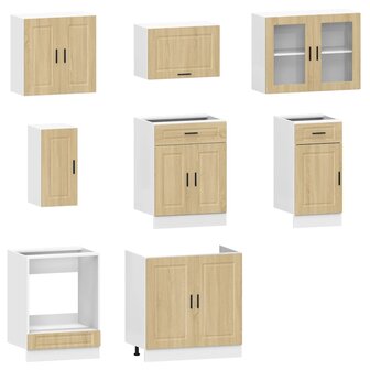 8-delige Keukenkastenset Kalmar bewerkt hout sonoma eikenkleur 4