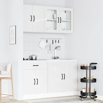 4-delige Keukenkastenset Kalmar bewerkt hout glanzend wit 3