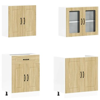4-delige Keukenkastenset Kalmar bewerkt hout sonoma eikenkleur 4