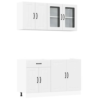 4-delige Keukenkastenset Kalmar bewerkt hout wit 2