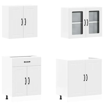 4-delige Keukenkastenset Kalmar bewerkt hout wit 4