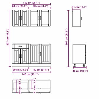 4-delige Keukenkastenset Kalmar bewerkt hout wit 7