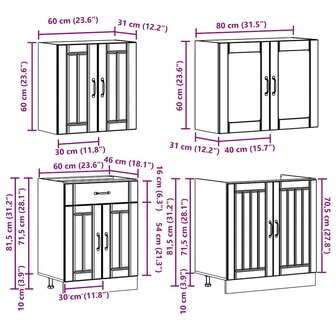 4-delige Keukenkastenset Kalmar bewerkt hout wit 8