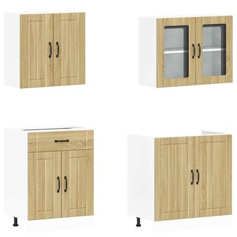4-delige Keukenkastenset Kalmar bewerkt hout sonoma eikenkleur 4