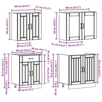 4-delige Keukenkastenset Kalmar bewerkt hout sonoma eikenkleur 8