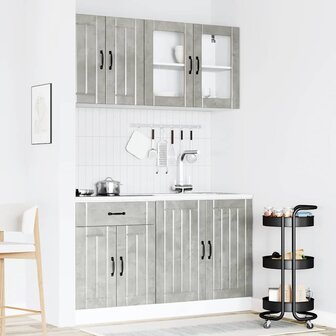 4-delige Keukenkastenset Kalmar bewerkt hout betongrijs 3