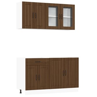 4-delige Keukenkastenset Kalmar bewerkt hout bruin eikenkleur 2
