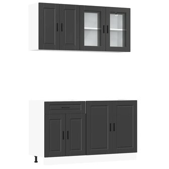 4-delige Keukenkastenset Kalmar bewerkt hout zwart 2