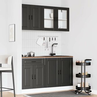 4-delige Keukenkastenset Kalmar bewerkt hout zwart 3