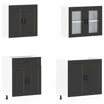 4-delige Keukenkastenset Kalmar bewerkt hout zwart 4