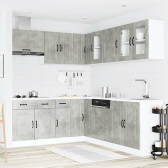 11-delige Keukenkastenset Kalmar bewerkt hout betongrijs 3