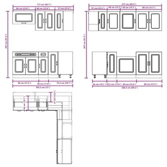 11-delige Keukenkastenset Kalmar bewerkt hout betongrijs 8