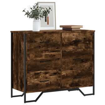 Ladekast 91x35,5x74,5 cm bewerkt hout gerookt eikenkleurig 1