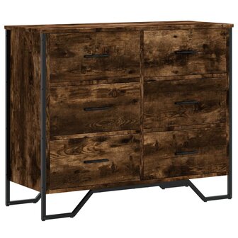 Ladekast 91x35,5x74,5 cm bewerkt hout gerookt eikenkleurig 2
