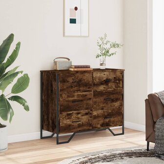 Ladekast 91x35,5x74,5 cm bewerkt hout gerookt eikenkleurig 3