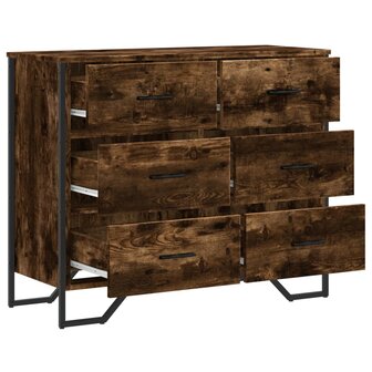 Ladekast 91x35,5x74,5 cm bewerkt hout gerookt eikenkleurig 7