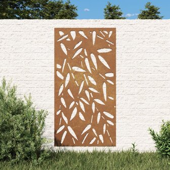 Wanddecoratie tuin bamboebladontwerp 105x55 cm cortenstaal 1