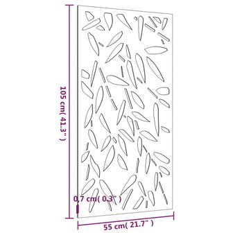 Wanddecoratie tuin bamboebladontwerp 105x55 cm cortenstaal 8
