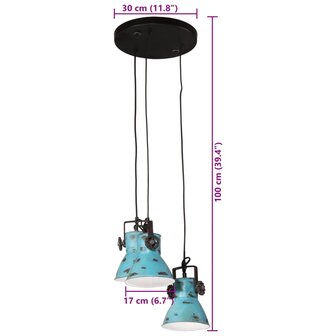 Hanglamp 25 W E27 30x30x100 cm verweerd blauw 9
