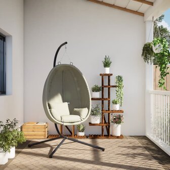 Hangstoel met standaard stof en staal beige 3