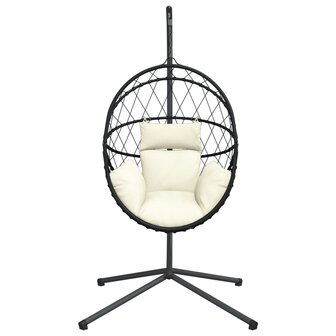 Hangstoel met standaard rattan en staal beige 4
