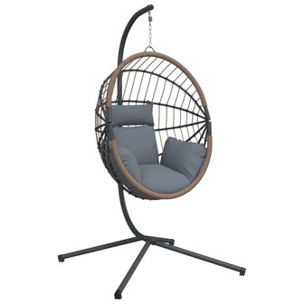 Hangstoel met standaard rattan en staal lichtgrijs 2