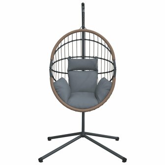 Hangstoel met standaard rattan en staal lichtgrijs 4