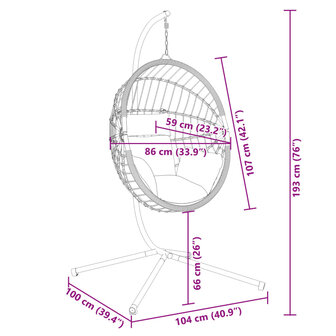 Hangstoel met standaard rattan en staal lichtgrijs 8