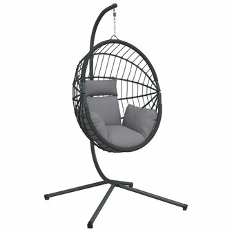 Hangstoel met standaard rattan en staal grijs 2