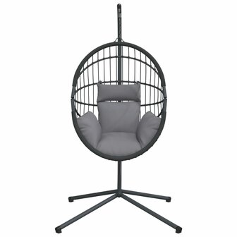 Hangstoel met standaard rattan en staal grijs 4