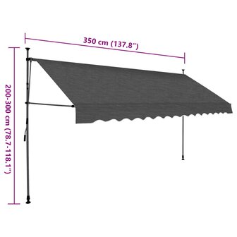 Luifel handmatig uitschuifbaar met LED 350 cm antracietkleurig 8