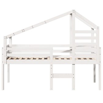 Hoogslaper met dak massief grenenhout wit 90x200 cm 4