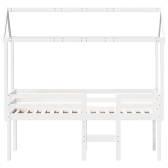 Hoogslaper met dak massief grenenhout wit 90x200 cm 4