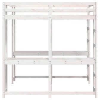 Hoogslaper met bureau en ladder grenenhout wit 140x200 cm 6