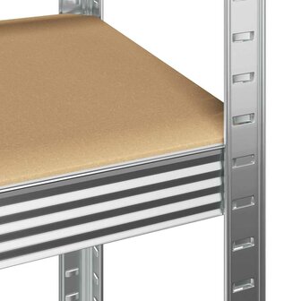 Opbergrekken 5-laags 4 st staal en bewerkt hout zilverkleurig 8
