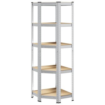 Hoekrek 5-laags staal en bewerkt hout zilverkleurig 2