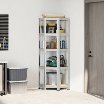 Hoekrek 5-laags staal en bewerkt hout zilverkleurig 3