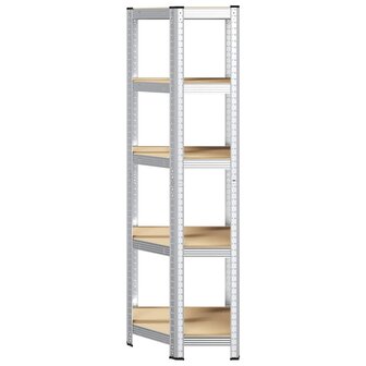 Hoekrek 5-laags staal en bewerkt hout zilverkleurig 4