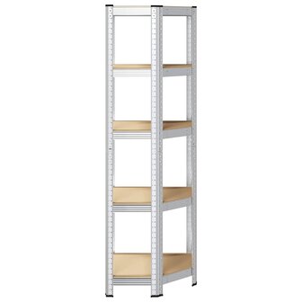 Hoekrek 5-laags staal en bewerkt hout zilverkleurig 5