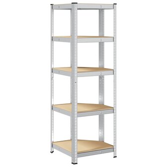 Hoekrek 5-laags staal en bewerkt hout zilverkleurig 6
