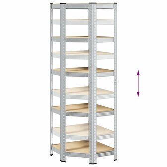 Hoekrek 5-laags staal en bewerkt hout zilverkleurig 8
