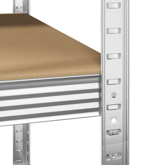 Hoekrek 5-laags staal en bewerkt hout zilverkleurig 9
