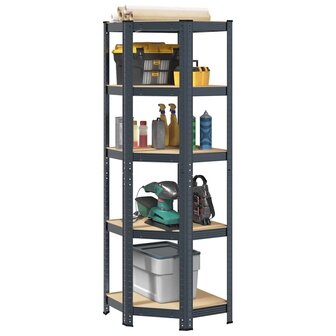 Hoekrek 5-laags staal en bewerkt hout antracietkleurig 1