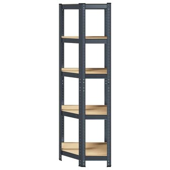 Hoekrek 5-laags staal en bewerkt hout antracietkleurig 4