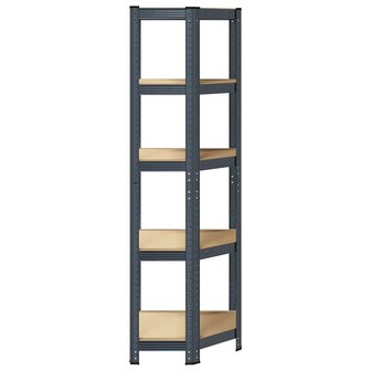 Hoekrek 5-laags staal en bewerkt hout antracietkleurig 5