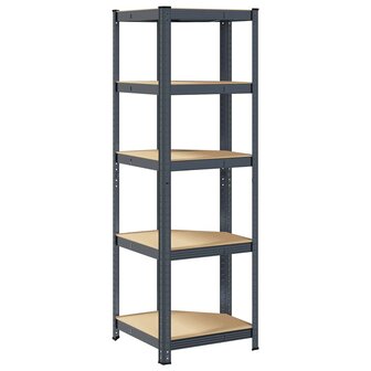 Hoekrek 5-laags staal en bewerkt hout antracietkleurig 6