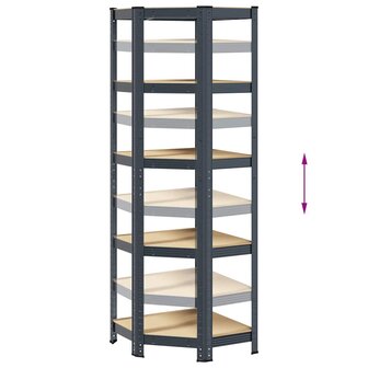 Hoekrek 5-laags staal en bewerkt hout antracietkleurig 8