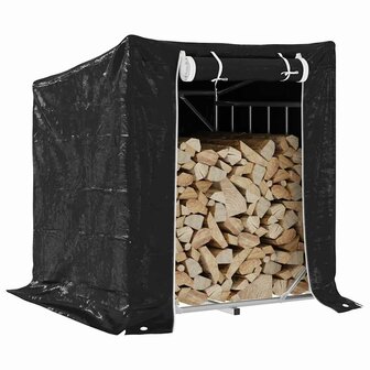 Haardhoutrek met regenhoes 100,5x100,5x110,5 cm staal 1