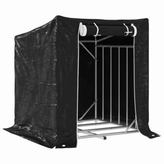 Haardhoutrek met regenhoes 100,5x100,5x110,5 cm staal 2