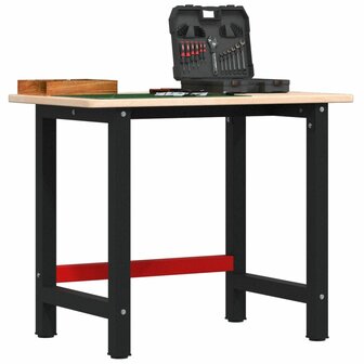 Werkbank rechthoekig 100x60x81,5 cm massief eikenhout 1